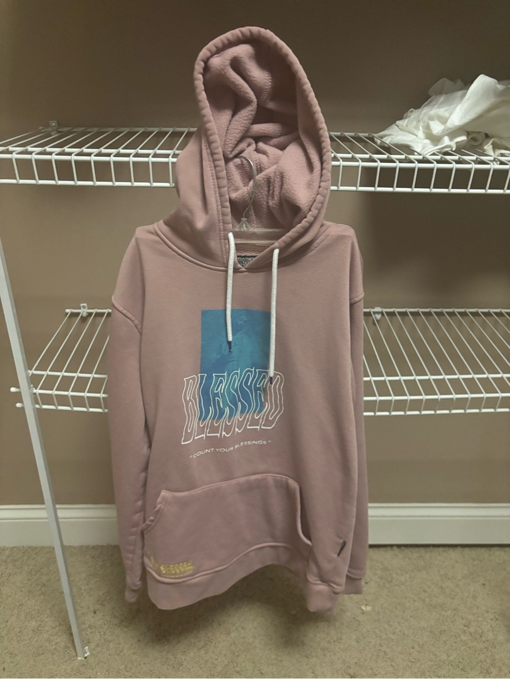 Fox Mauve Pink Pullover Hoodie with Blue Graphic Jesus